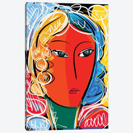 Expressionist Orange Paper Of A Girl Canvas Print #EMM156} by Emmanuel Signorino Canvas Print
