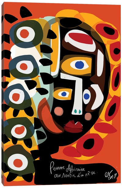 African Woman Is Dreaming Canvas Art Print - Emmanuel Signorino