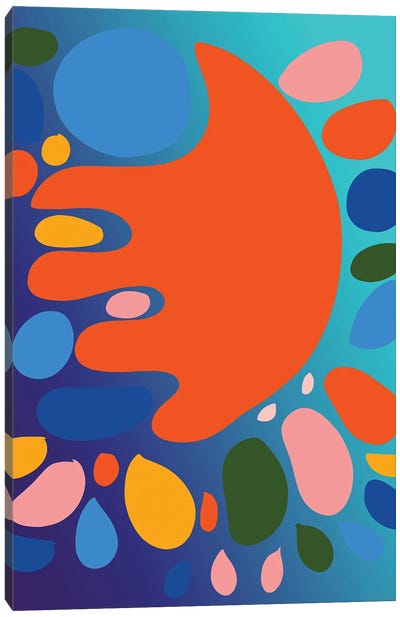 Gradient Blue And Orange Shape Of Love Canvas Art Print