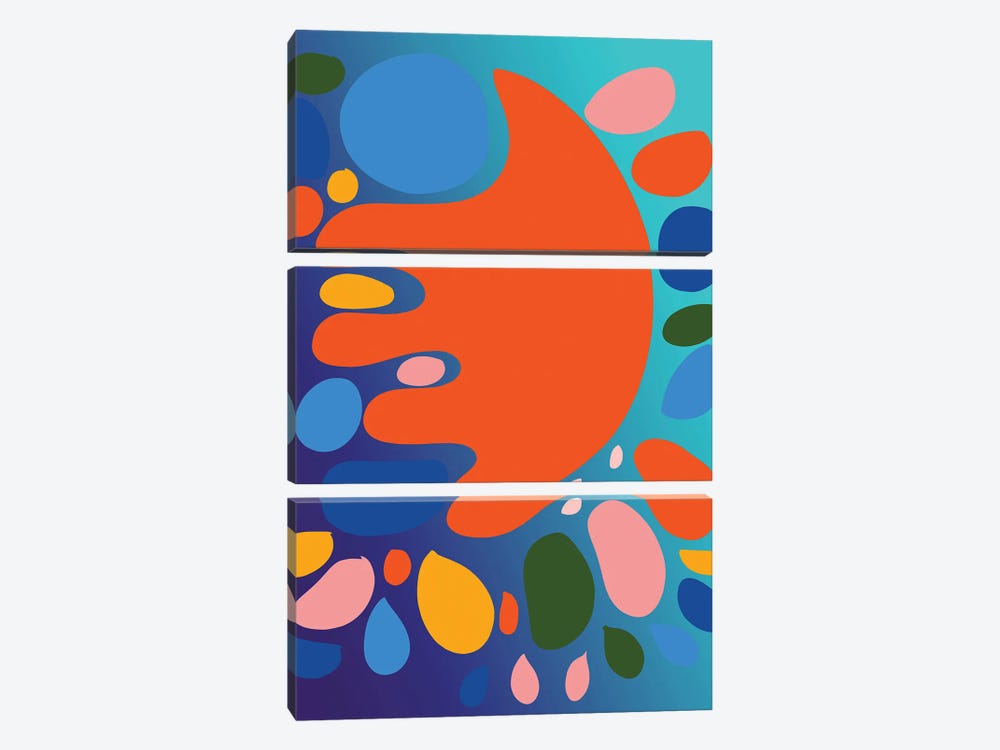 Gradient Blue And Orange Shape Of Love by Emmanuel Signorino 3-piece Canvas Art Print