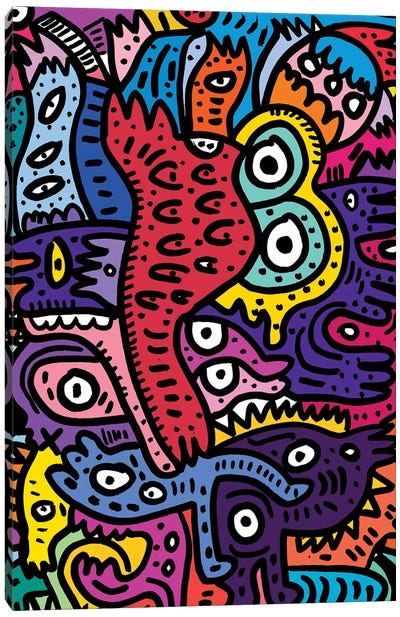 Graffiti Summer Monsters Canvas Art Print - Monster Art