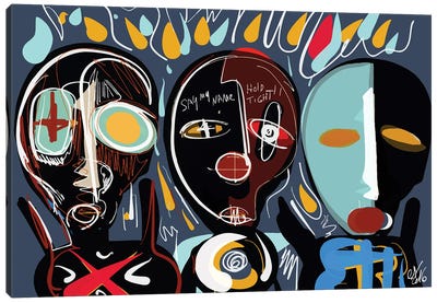 We Are A Family Canvas Art Print - Abstract Figures Art