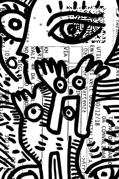 Street Art: Eyes Graffiti On Train Ticket by Emmanuel Signorino