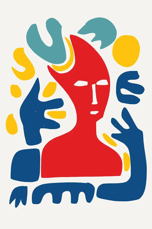 Red Man With Blue Arms by Emmanuel Signorino wall art