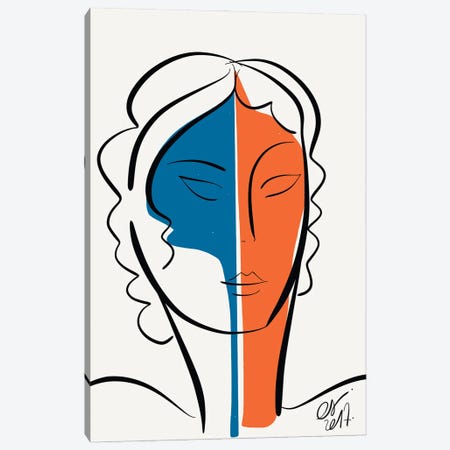 The Blue Orange Girl Canvas Print #EMM182} by Emmanuel Signorino Canvas Art Print