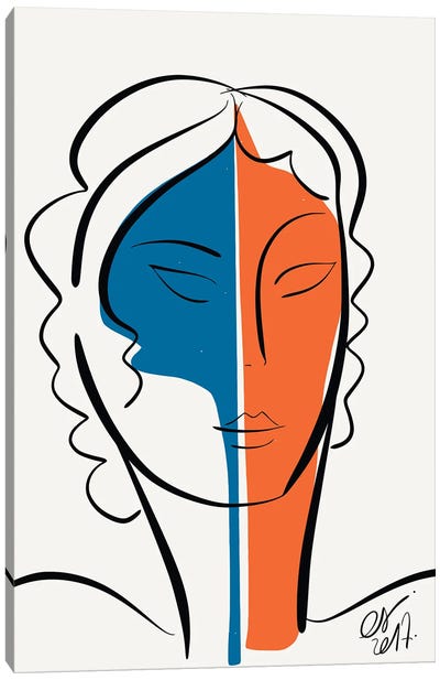 The Blue Orange Girl Canvas Art Print - Emmanuel Signorino