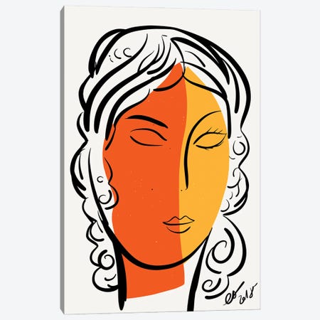 The Orange Yellow Portrait Of A Woman Canvas Print #EMM185} by Emmanuel Signorino Canvas Wall Art