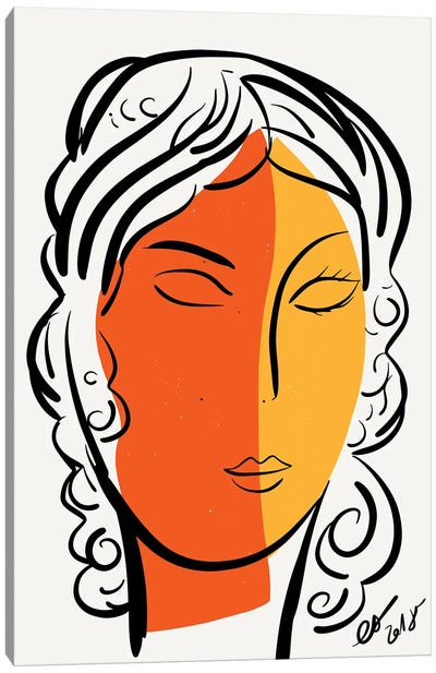 The Orange Yellow Portrait Of A Woman Canvas Art Print - Emmanuel Signorino