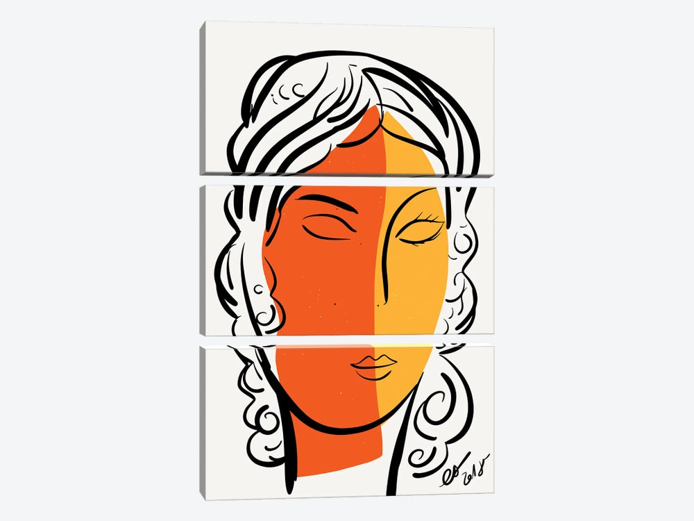 The Orange Yellow Portrait Of A Woman by Emmanuel Signorino 3-piece Canvas Print