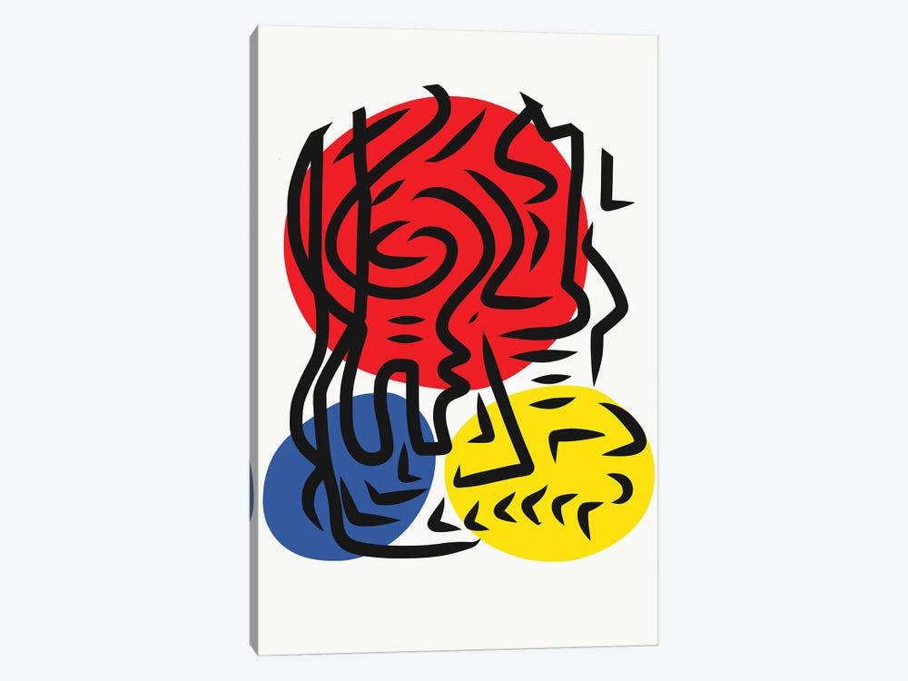 Three Circles Red Blue Yellow And Black Lines by Emmanuel Signorino 1-piece Art Print