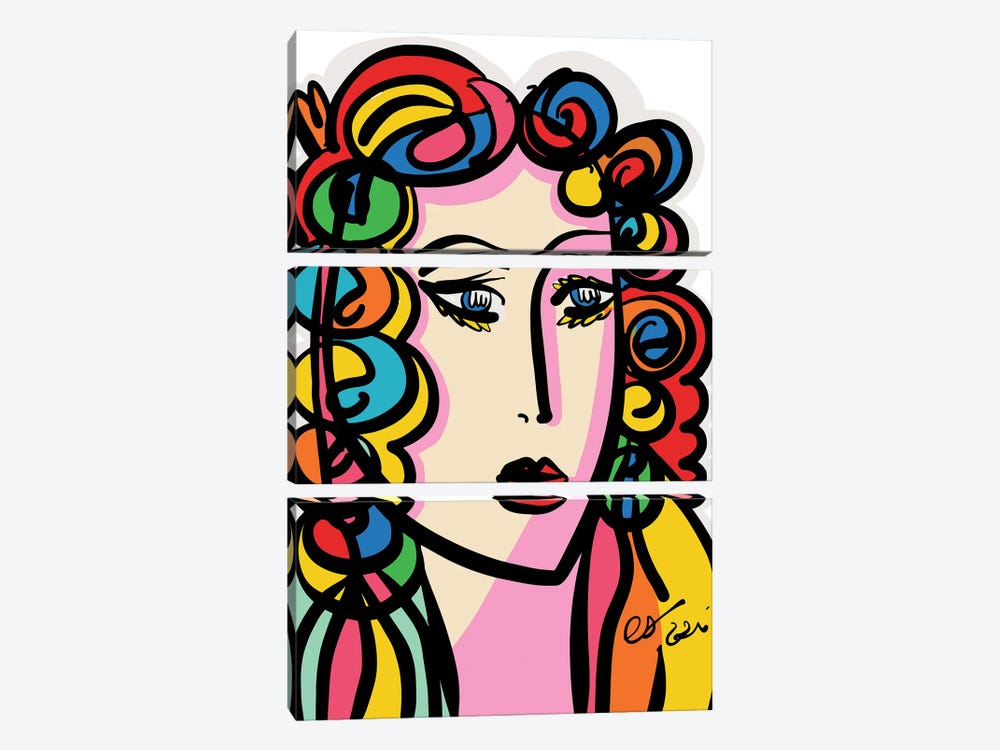 The Rainbow Girl Portrait by Emmanuel Signorino 3-piece Canvas Artwork