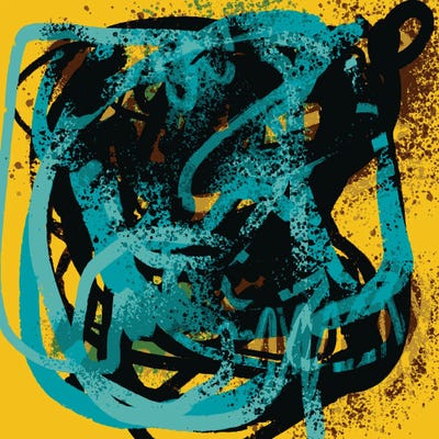 Yellow Soul Abstract Blue Sprayed Paint by Emmanuel Signorino acrylic art print