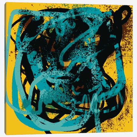Yellow Soul Abstract Blue Sprayed Paint Canvas Print #EMM194} by Emmanuel Signorino Canvas Art Print