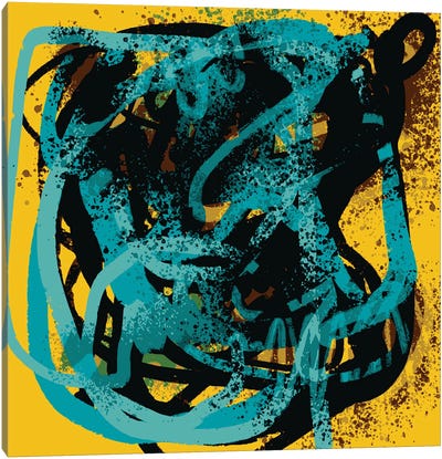 Yellow Soul Abstract Blue Sprayed Paint Canvas Art Print - Emmanuel Signorino