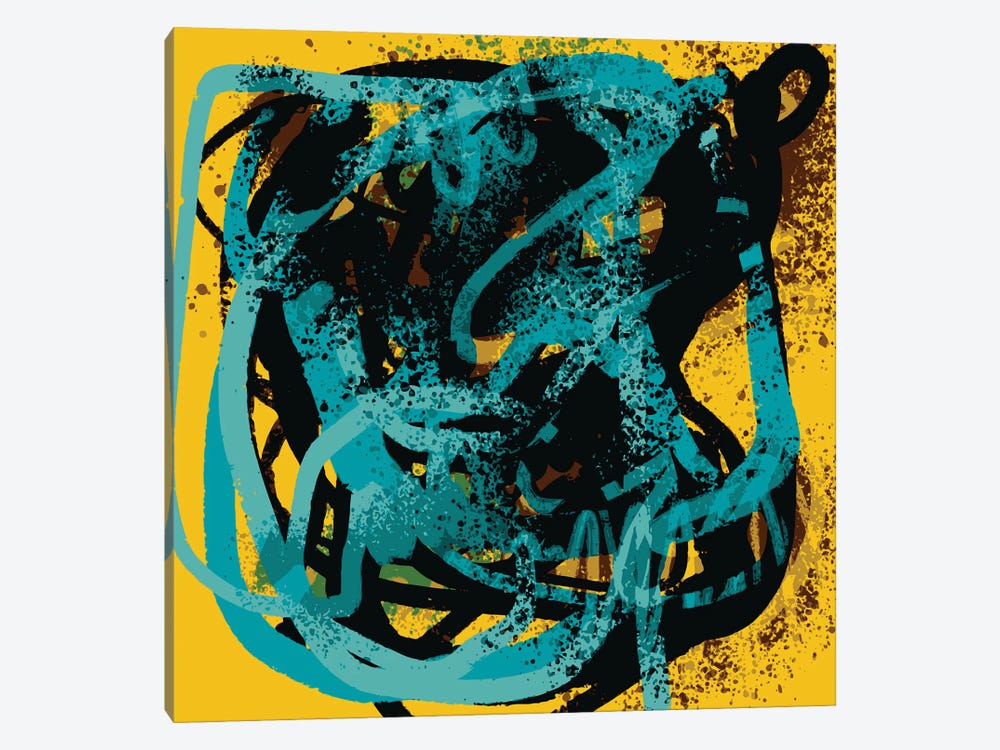 Yellow Soul Abstract Blue Sprayed Paint by Emmanuel Signorino 1-piece Canvas Art Print