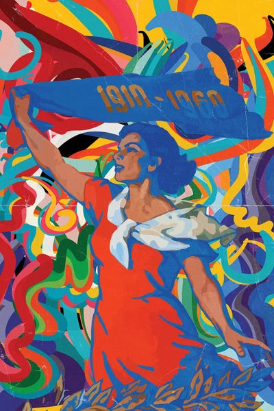 Propaganda Posters: Blue Woman Soviet Propaganda Vintage Pop Art by Emmanuel Signorino