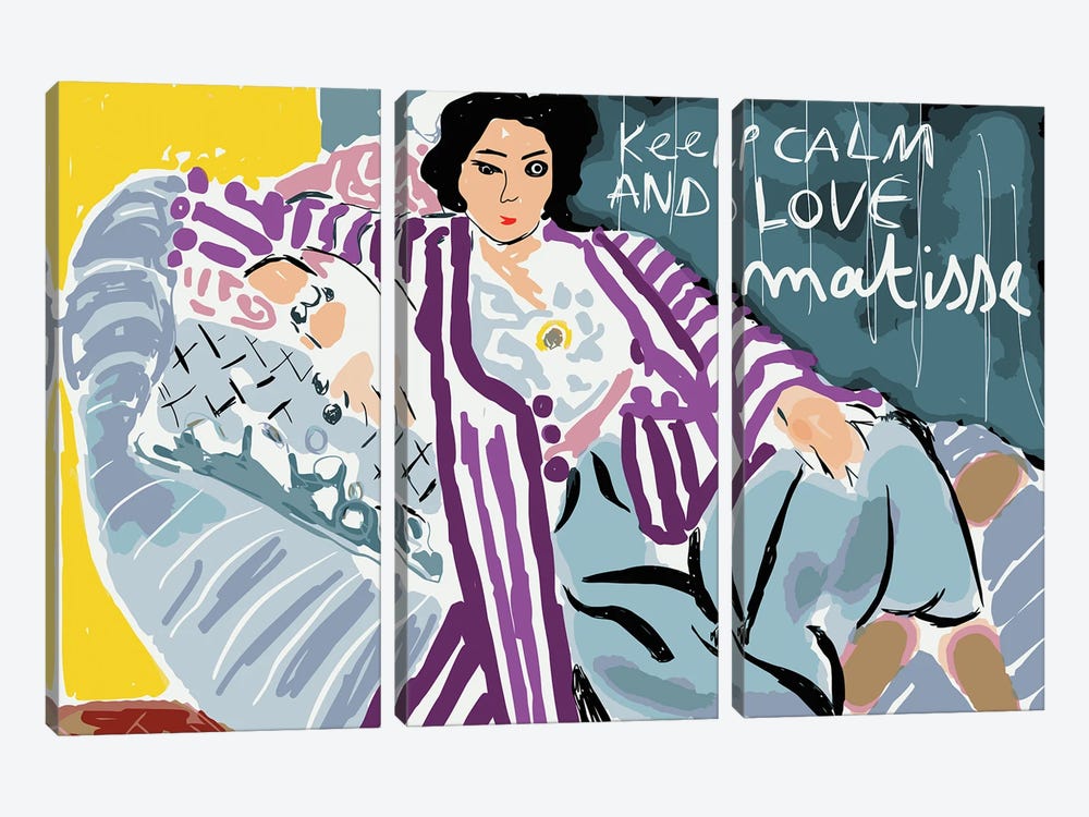 Keep Calm And Love Matisse by Emmanuel Signorino 3-piece Canvas Print