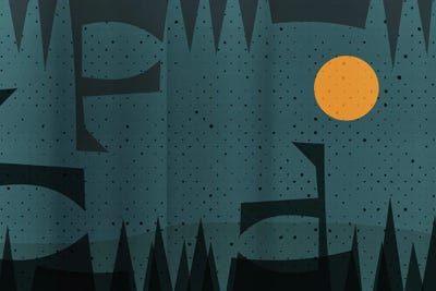 Abstract Geometric And Yellow Moon Landscape by Emmanuel Signorino canvas print