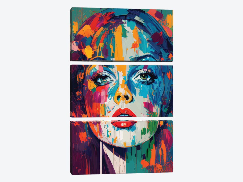 Pop Art Colorful Elegant Portrait by Emmanuel Signorino 3-piece Canvas Art