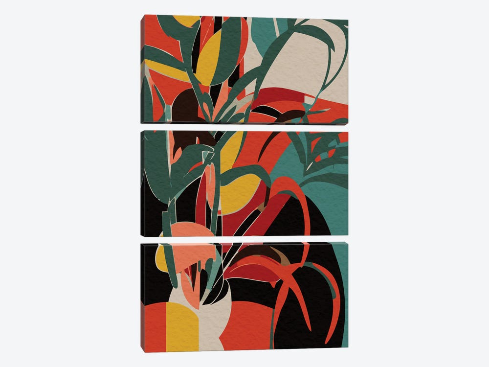 Still Nature In Orange Yellow With A Plant by Emmanuel Signorino 3-piece Canvas Art Print