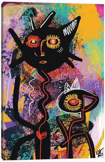African Spirits Graffiti Canvas Art Print - Heart Art