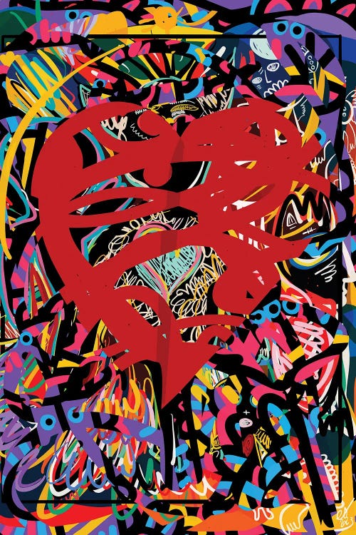 Graffiti Red Heart Of Love by Emmanuel Signorino canvas print