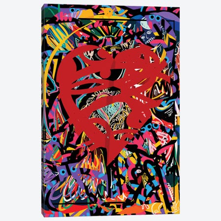 Graffiti Red Heart Of Love Canvas Print #EMM230} by Emmanuel Signorino Canvas Art Print