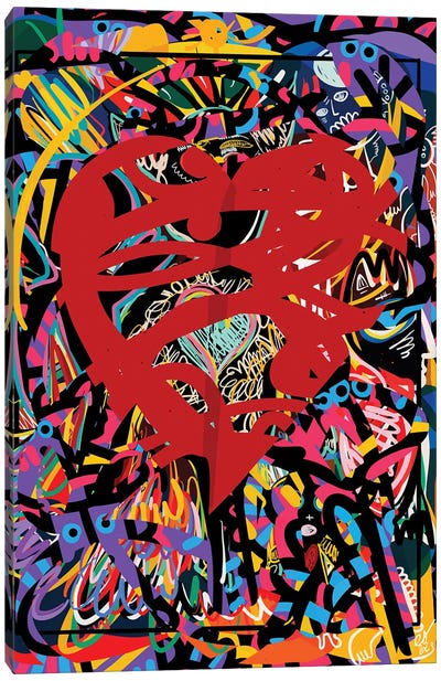 Graffiti Red Heart Of Love Canvas Art Print - Emmanuel Signorino