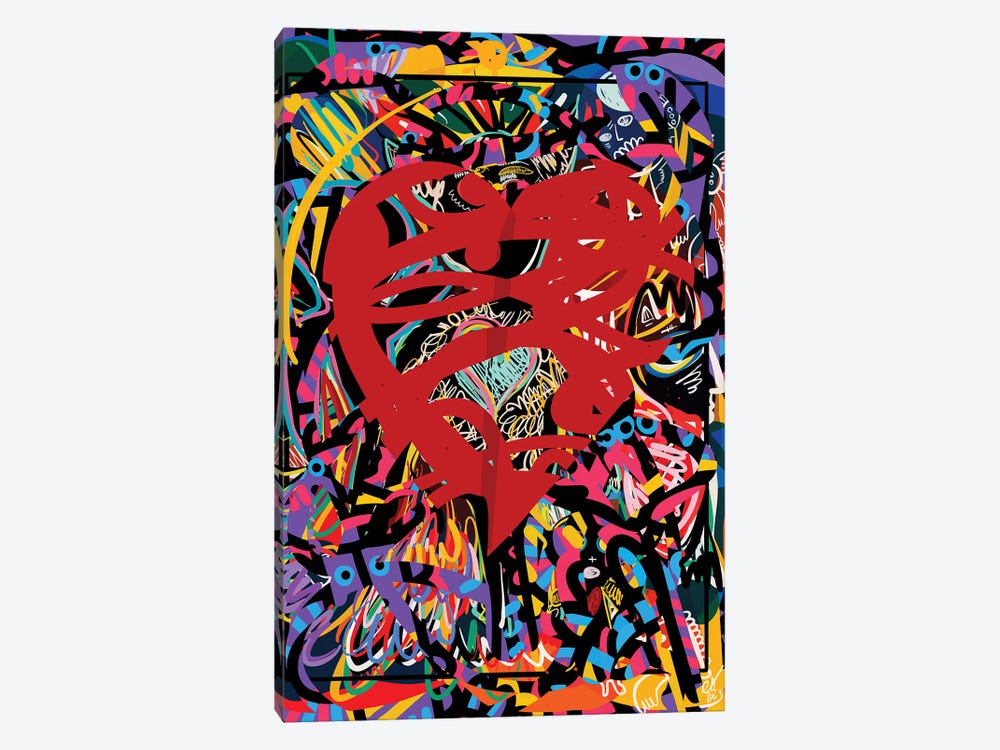 Graffiti Red Heart Of Love by Emmanuel Signorino 1-piece Canvas Art Print