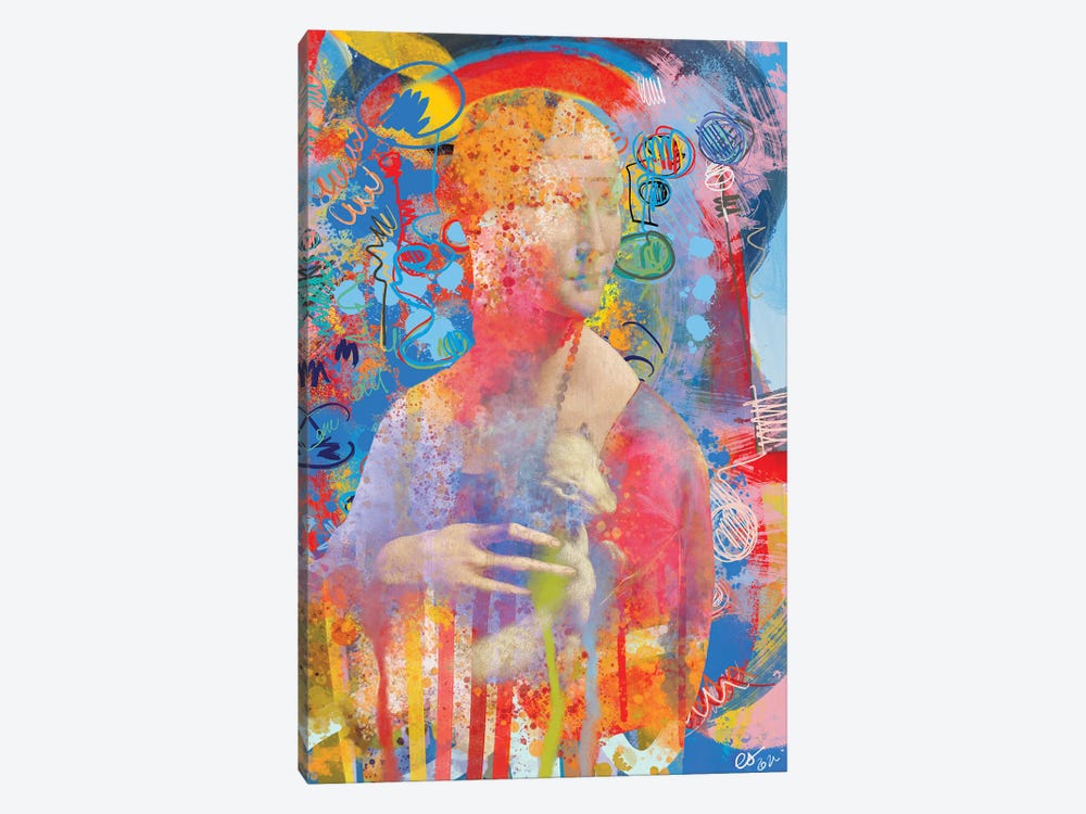 Graffiti Pop Art Lady With An Ermine Remix by Emmanuel Signorino 1-piece Canvas Art Print