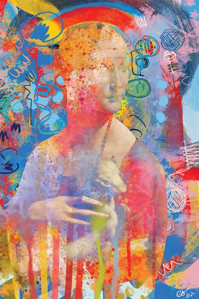 Weasels: Graffiti Pop Art Lady With An Ermine Remix by Emmanuel Signorino