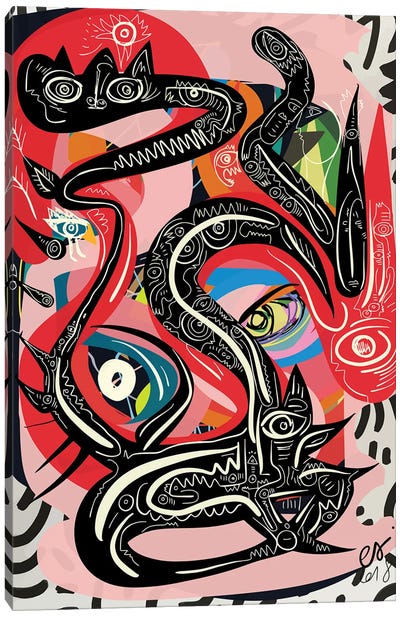 Black Snake Spirit Is Alive Canvas Art Print - Emmanuel Signorino