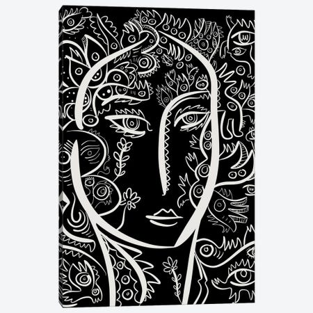 Floral With Graffiti Portrait Of A Woman Canvas Print #EMM2} by Emmanuel Signorino Canvas Print