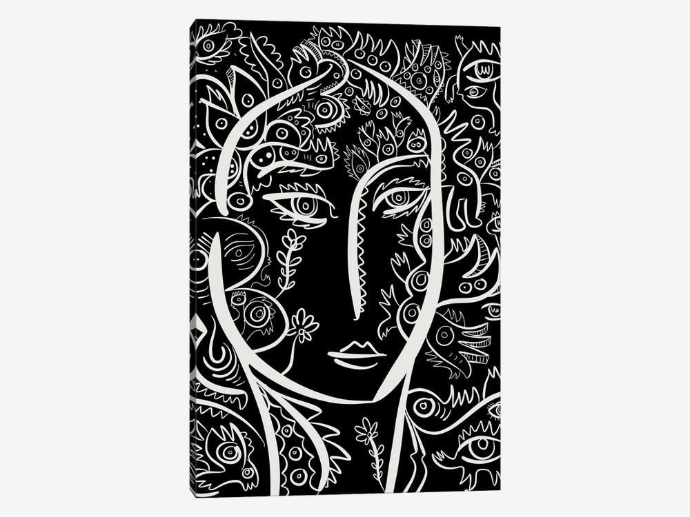 Floral With Graffiti Portrait Of A Woman by Emmanuel Signorino 1-piece Art Print