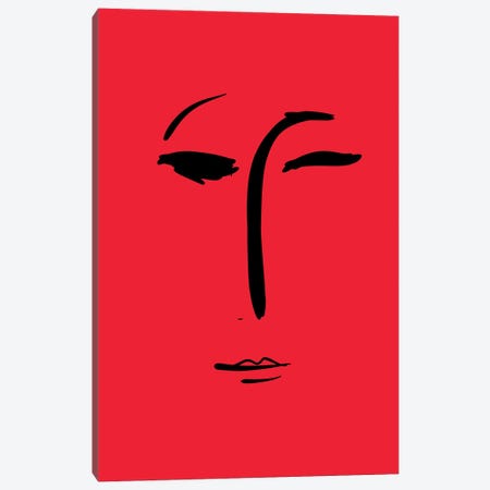 Minimal Portrait Of A Girl In Red Canvas Print #EMM30} by Emmanuel Signorino Canvas Artwork