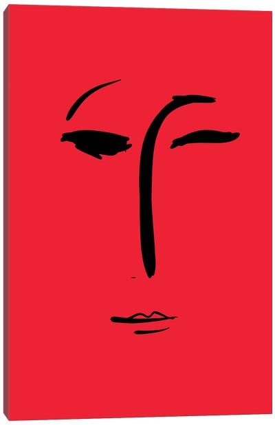 Minimal Portrait Of A Girl In Red Canvas Art Print - Emmanuel Signorino