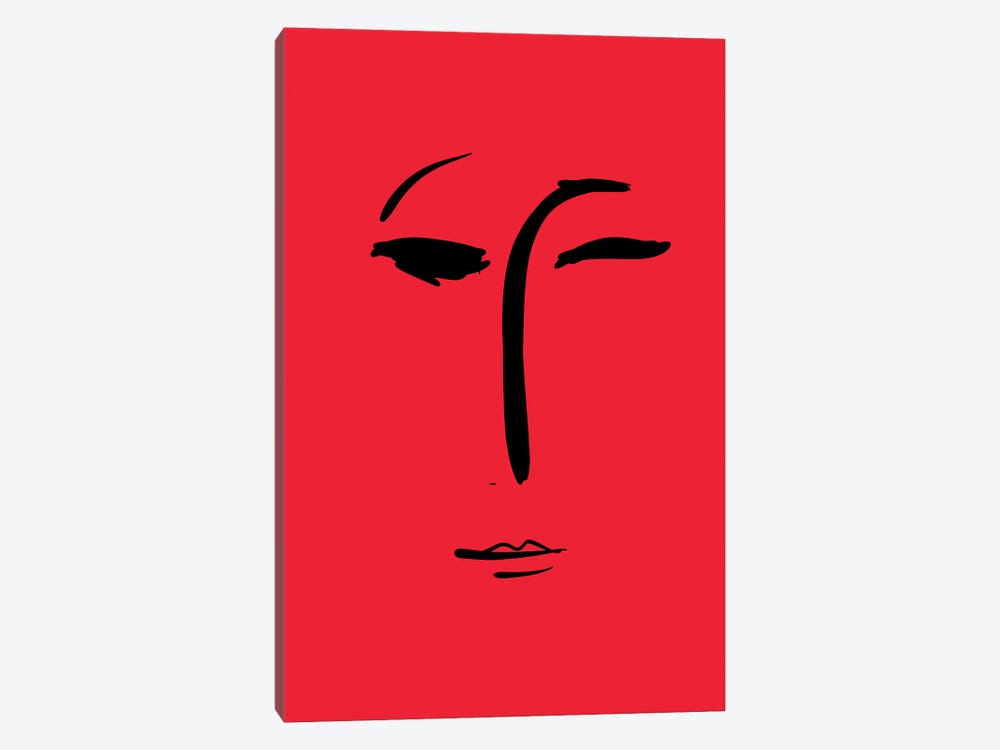 Minimal Portrait Of A Girl In Red by Emmanuel Signorino 1-piece Canvas Print