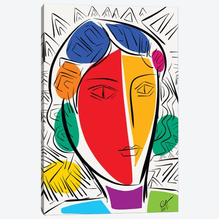 Cubist Multicolor Portrait Canvas Print #EMM36} by Emmanuel Signorino Art Print