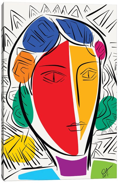 Cubist Multicolor Portrait Canvas Art Print - Emmanuel Signorino