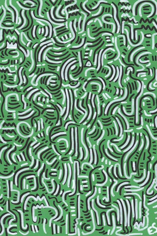 Green Graffiti Line Art by Emmanuel Signorino wall art