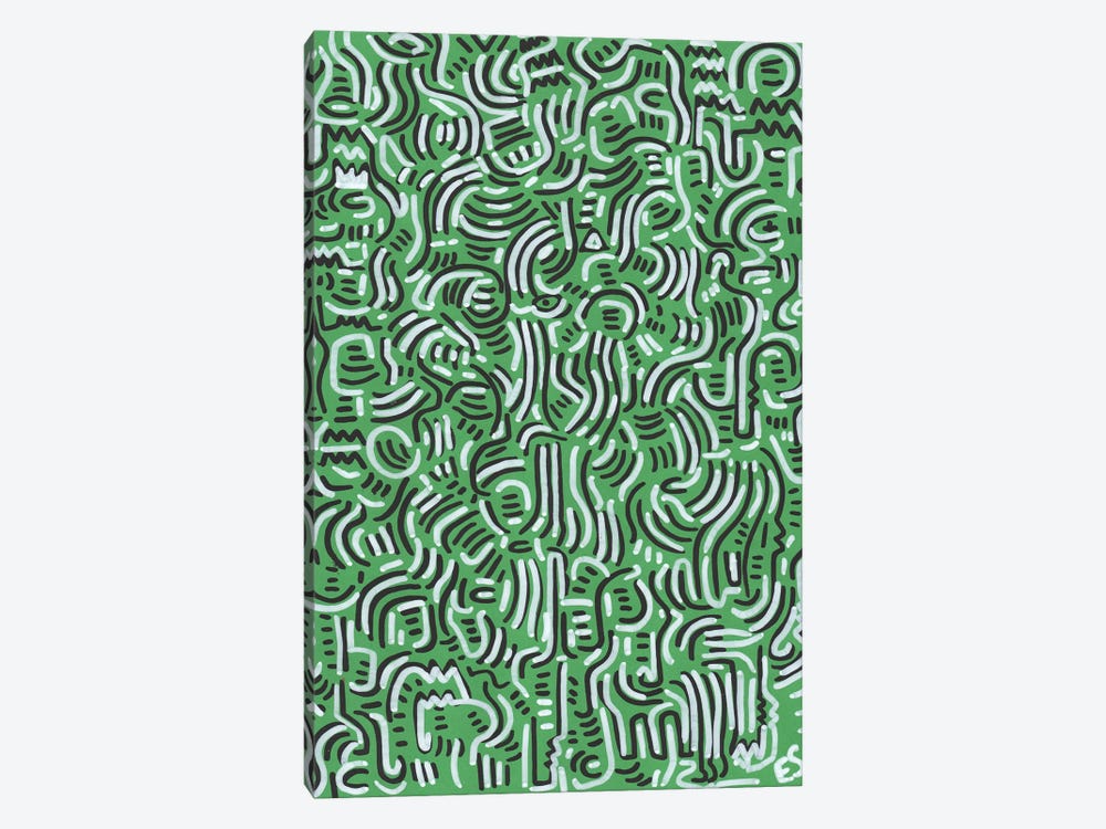 Green Graffiti Line Art 1-piece Canvas Art Print