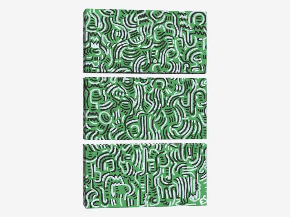 Green Graffiti Line Art by Emmanuel Signorino 3-piece Art Print