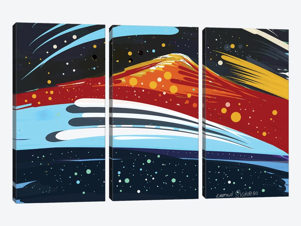 Red Mountain In The Starry Night by Emmanuel Signorino 3-piece Canvas Artwork