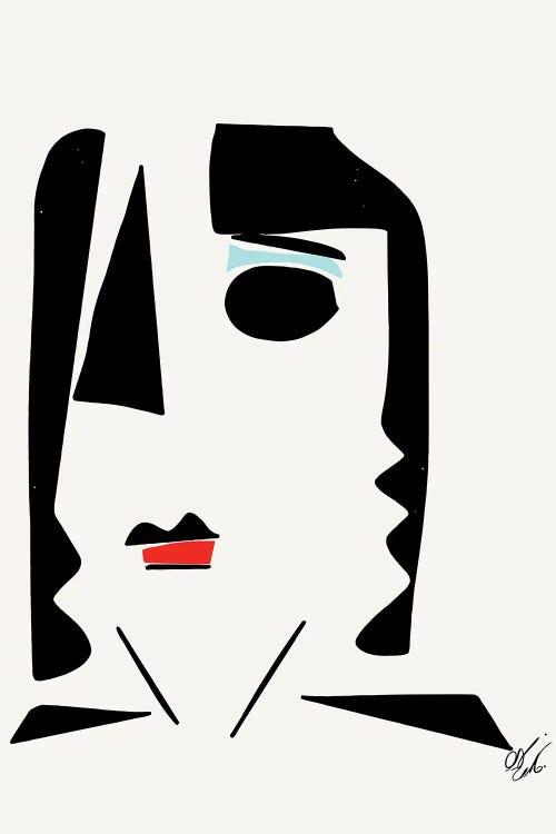 Minimal Geometric Portrait Of A Woman