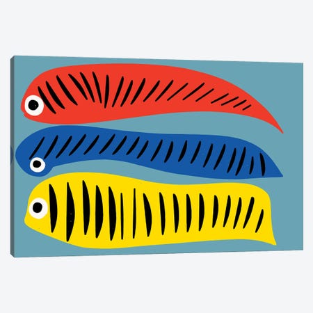 Red Blue Yellow Fishes Canvas Print #EMM48} by Emmanuel Signorino Art Print