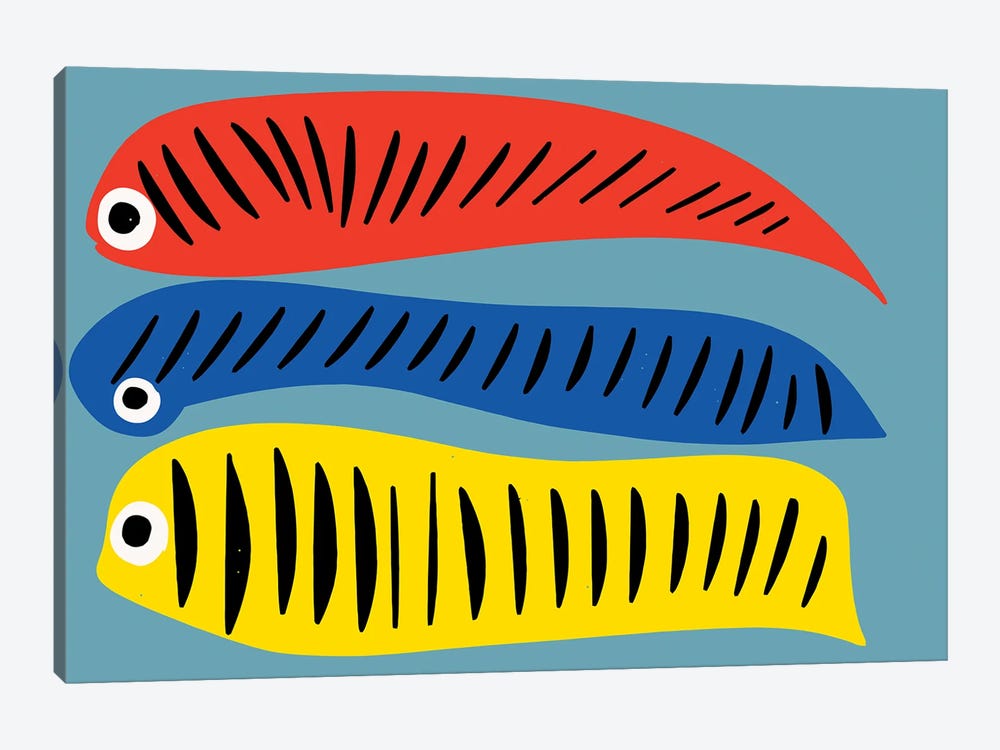 Red Blue Yellow Fishes by Emmanuel Signorino 1-piece Canvas Artwork
