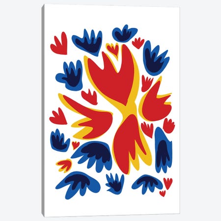 Abstract Heart Flowers Red And Blue Canvas Print #EMM4} by Emmanuel Signorino Canvas Art