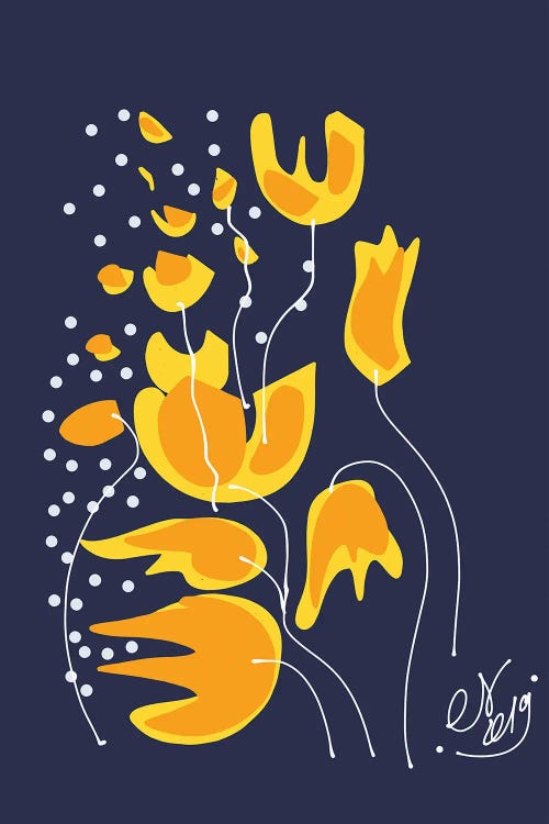 Golden Flowers In The Night by Emmanuel Signorino wall art