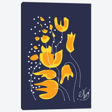 Golden Flowers In The Night Canvas Print #EMM51} by Emmanuel Signorino Canvas Art