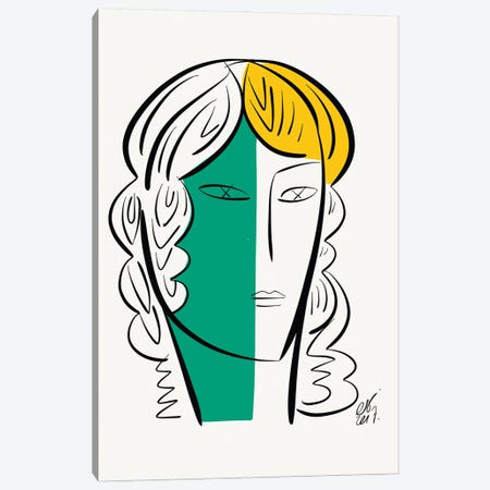 Portrait Of A White Green Girl Canvas Print #EMM65} by Emmanuel Signorino Canvas Artwork